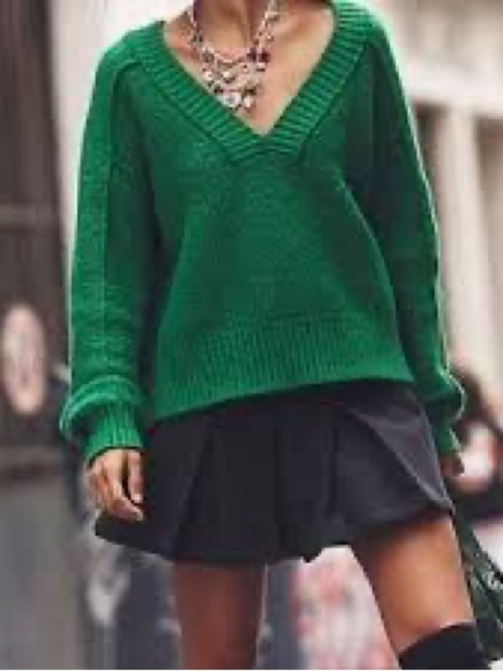 Free People  Green Rhea V-Neck Pullover Sweater Size S/P